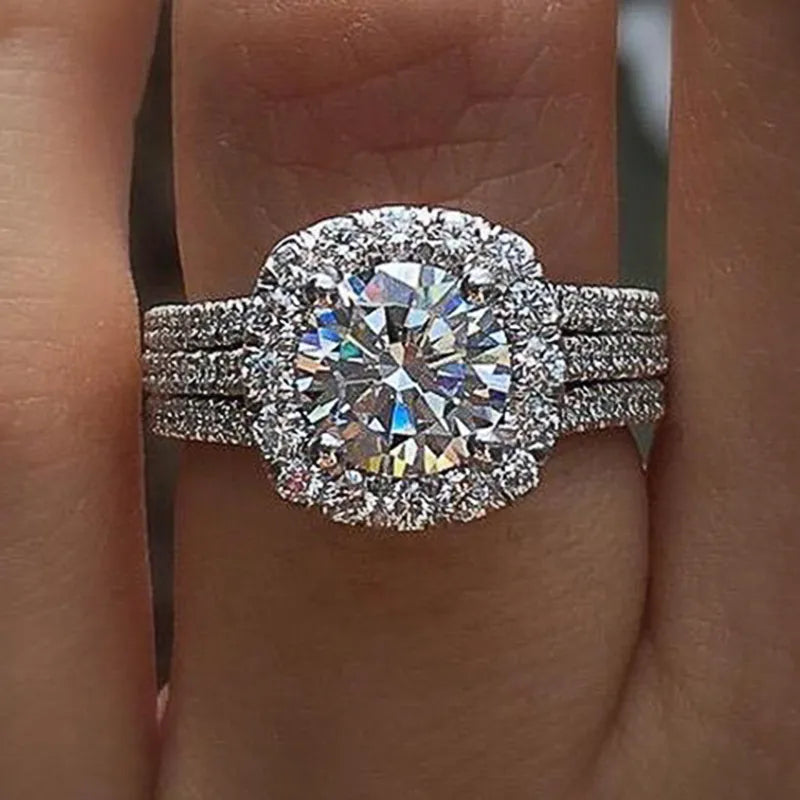 Huitan Trendy Cubic Zirconia Luxury Engagement Rings