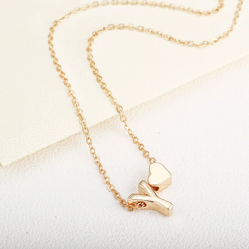 Fashion Tiny Heart Dainty Initial Necklace