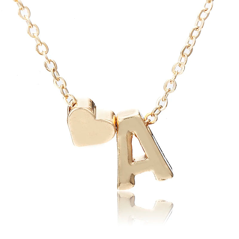 Fashion Tiny Heart Dainty Initial Necklace