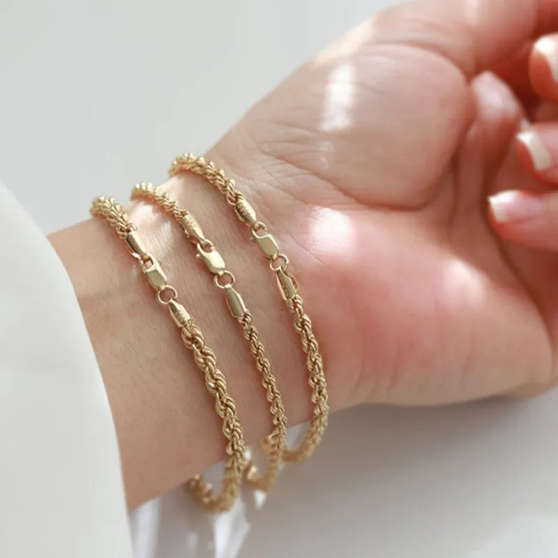 Charming Flash Twisted Rope Chain Bracelets for Women