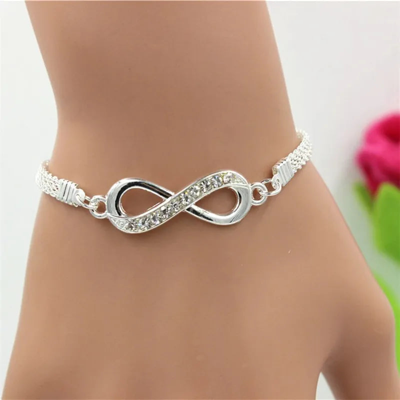 Rhinestone Infinity Charm Blange Couple Bracelets