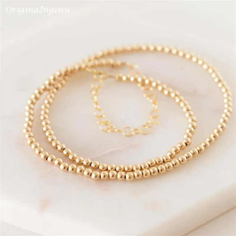 Real 14K Gold Filled Round Bead Necklace