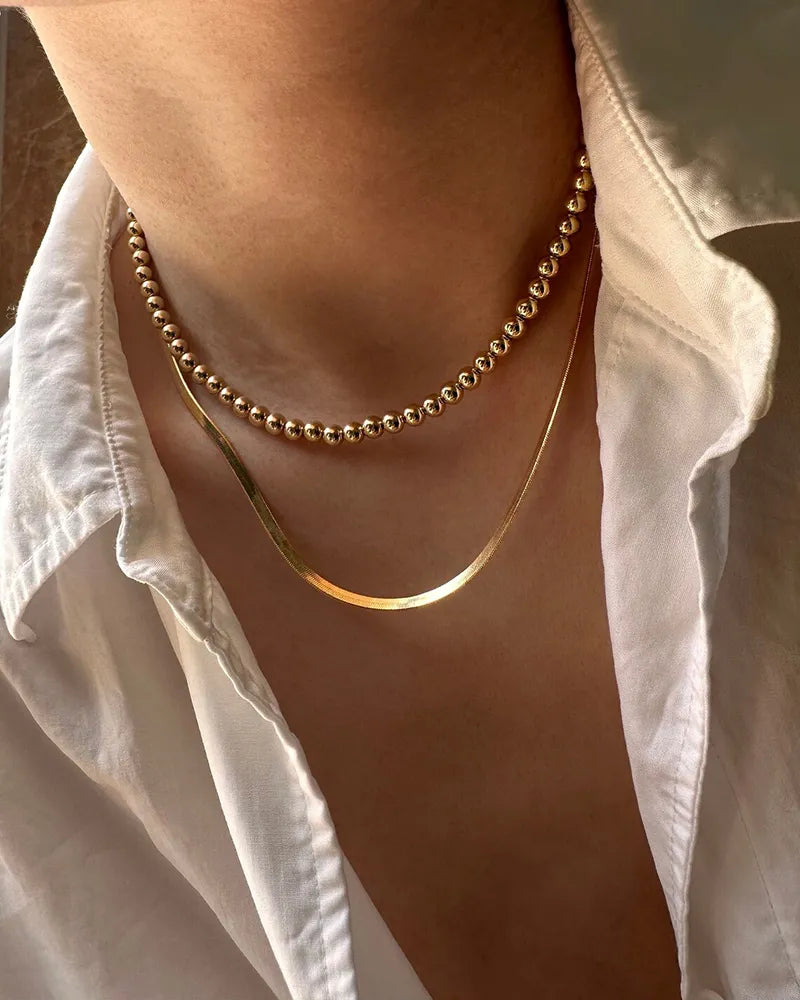 Real 14K Gold Filled Round Bead Necklace