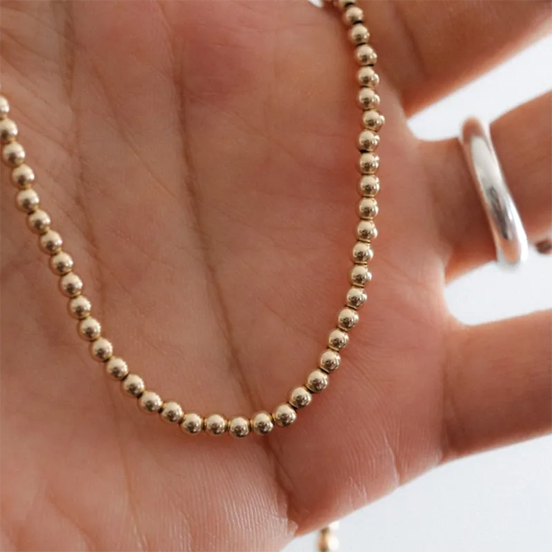 Real 14K Gold Filled Round Bead Necklace