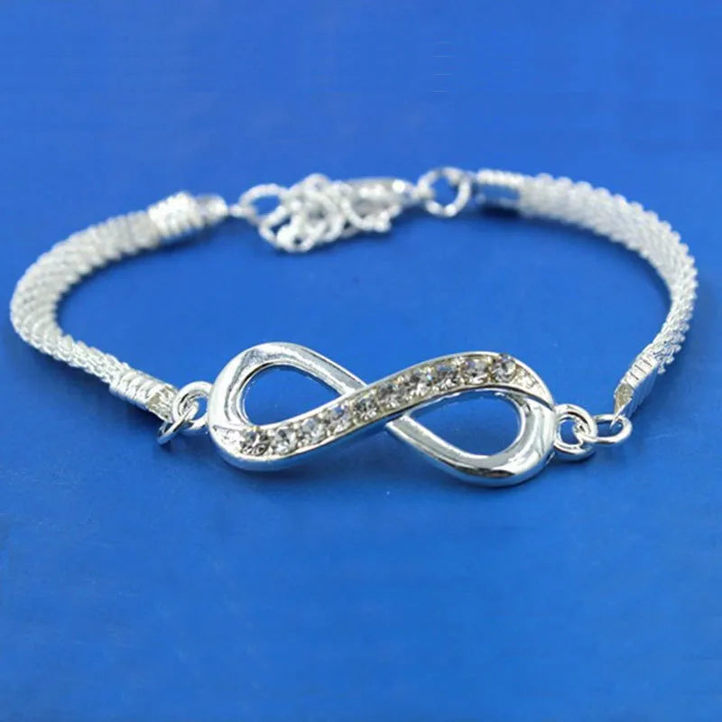 Rhinestone Infinity Charm Blange Couple Bracelets