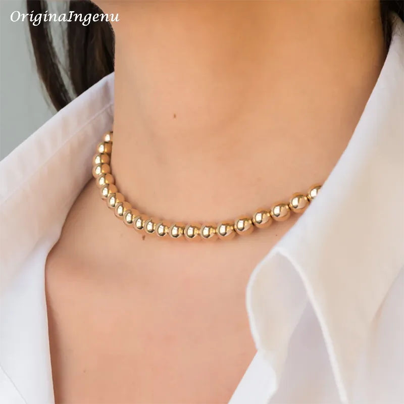 Real 14K Gold Filled Round Bead Necklace